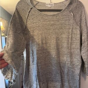 Neon Buddha Heather Gray Distressed Top with sleeve detail